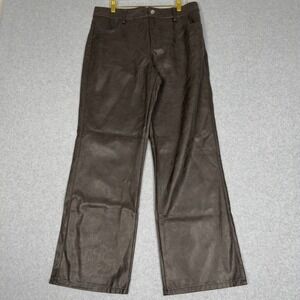 Divided H&M Faux Leather Wide Leg Pants Brown Size 10 Casual Party Grunge